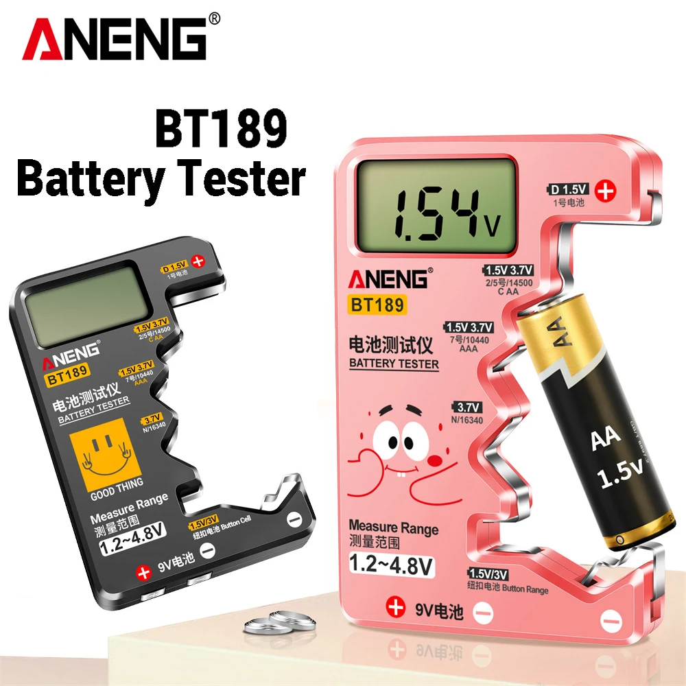 ANENG BT189 Digital Battery Tester LCD Display 9V 1.5V Universal Button Battery Tester Volt Capacity Detector Capacitance Tools