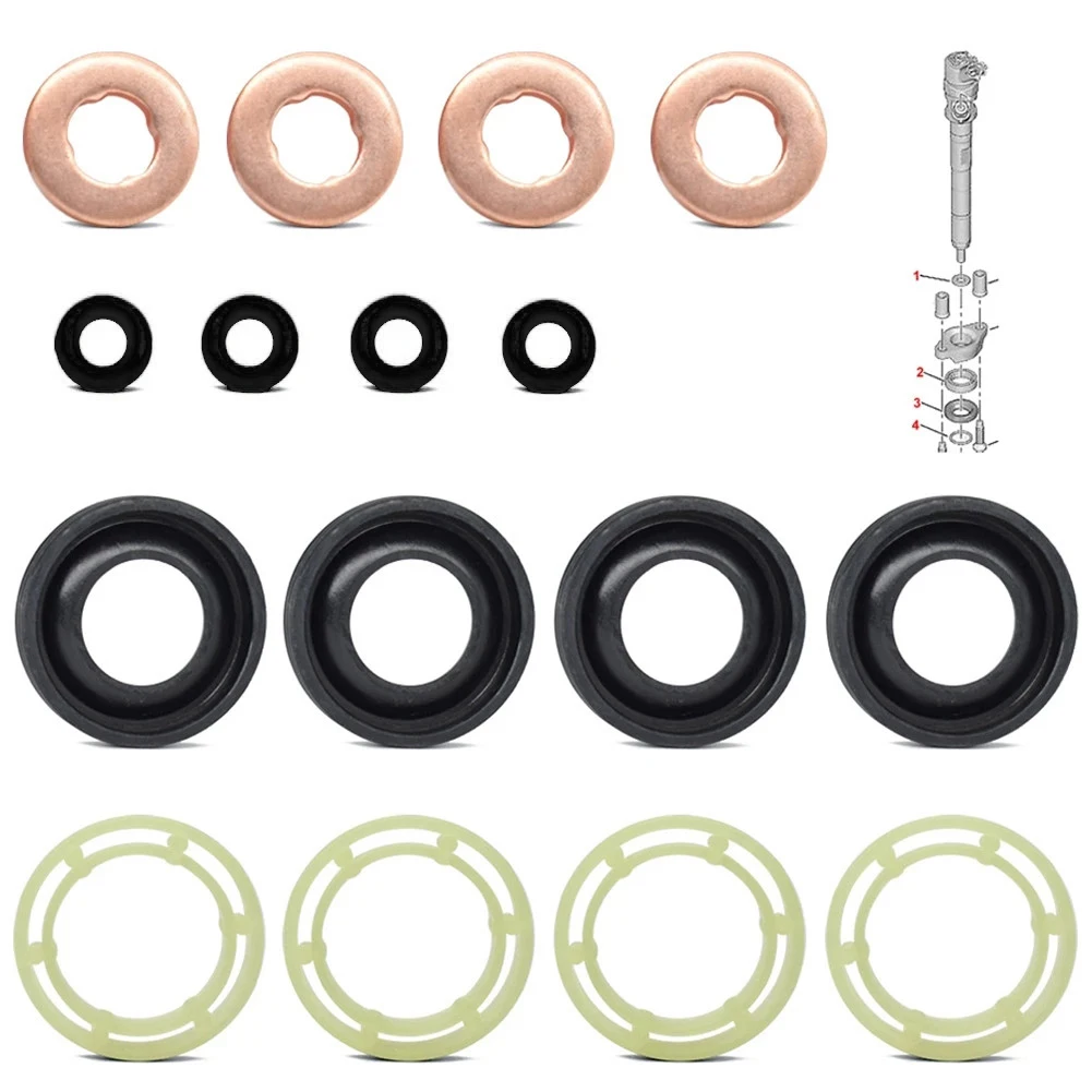 

16pcs Washers For Ford C-MAX Berlingo 1.6HDI Diesel Injector Seal Washer O-ring Kit 1314368 Parts Installation And Durable