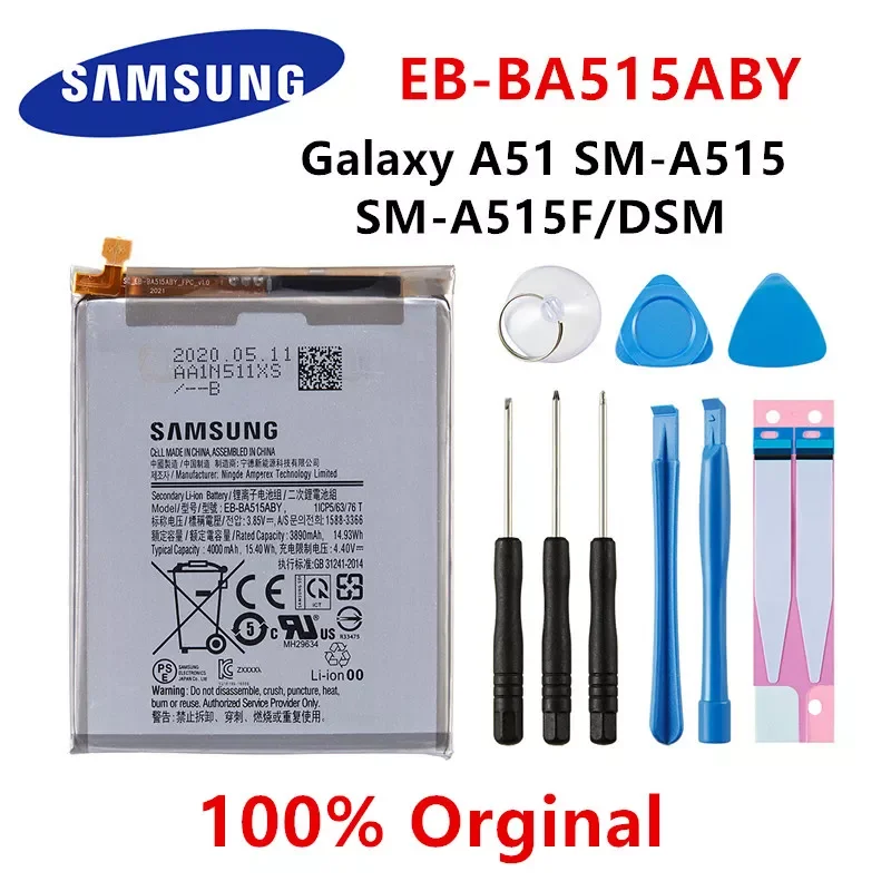 

2023NEW Orginal EB-BA515ABY 4000mAh Replacement Battery For Samsung Galaxy A51 SM-A515 SM-A515F/DSM Batteries+Tools