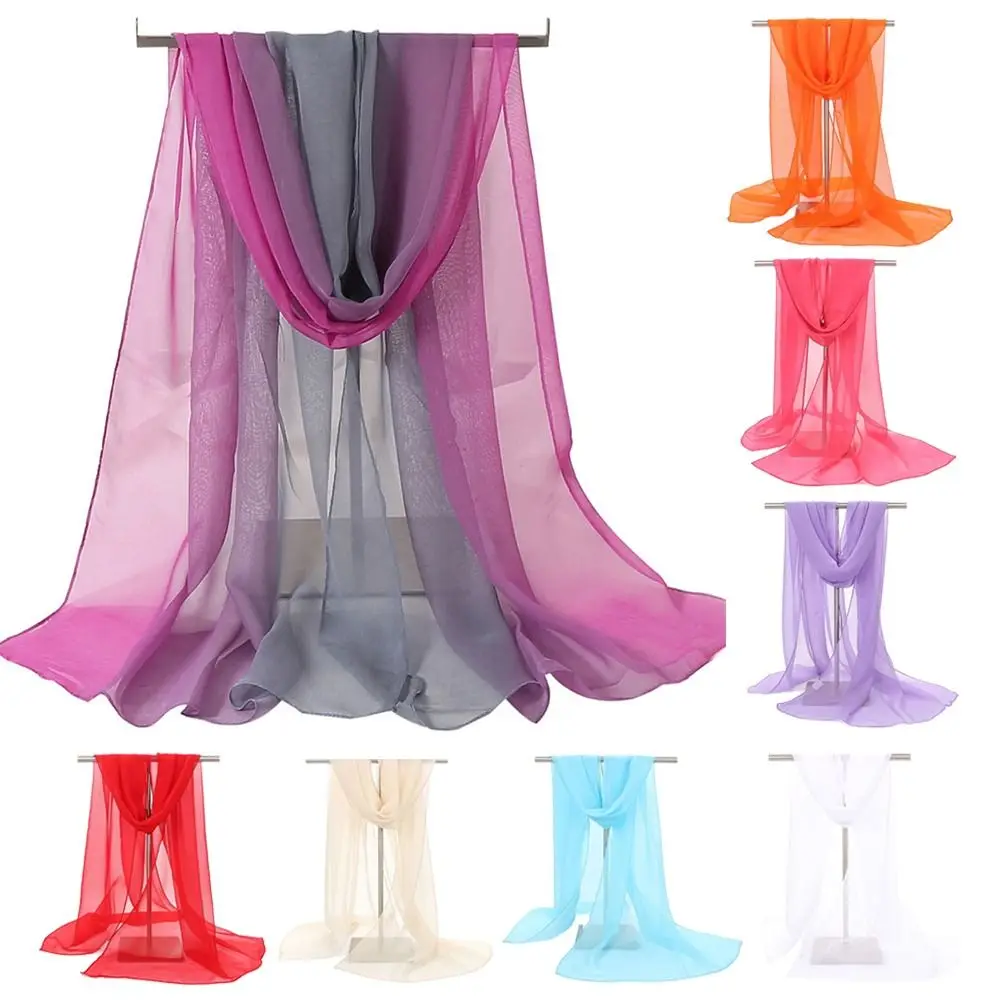 Женский фуляр однотонная шифоновая ранняя бандана элегантная длинная шаль