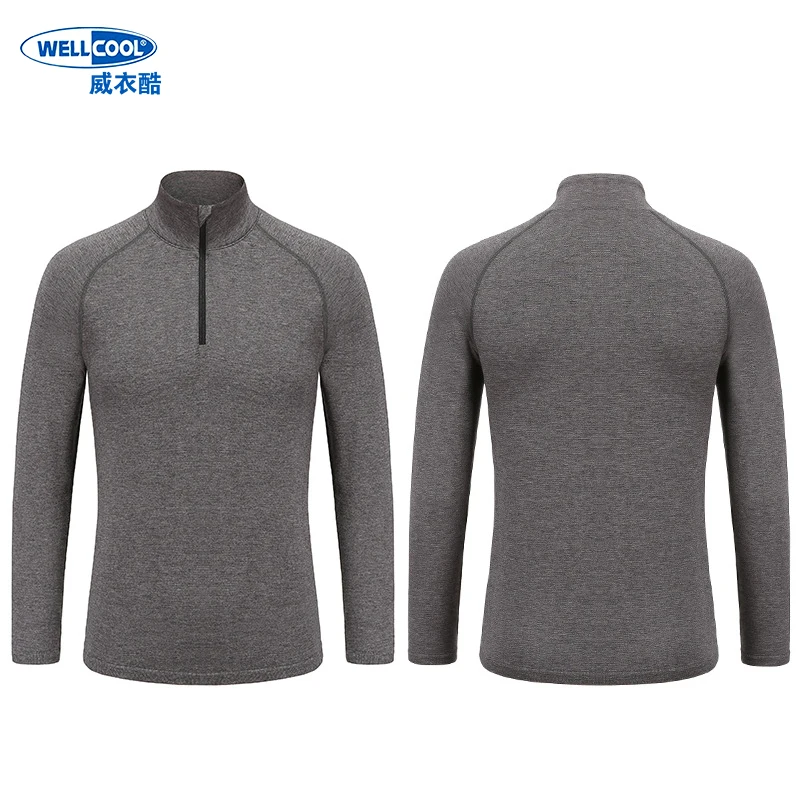 

High Collar Zipper Merino Wool Men's T-shirt Top Clothing Seamless Long Sleeves Streetwear Outdoor Sports Home Sweatshirt Tees