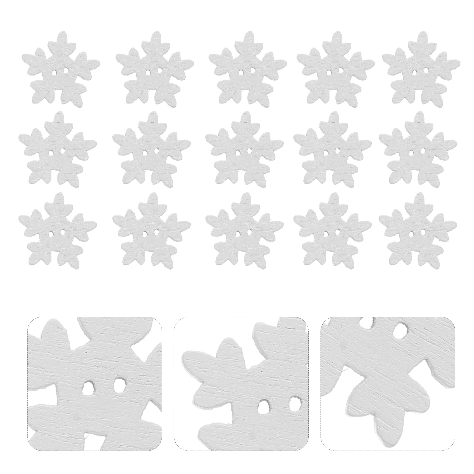 

Buttons Snowflake Button Snowflakes Wooden Christmas Sewing Embellishmentscrafts Decoration White Holes Wood Hole Embellishment