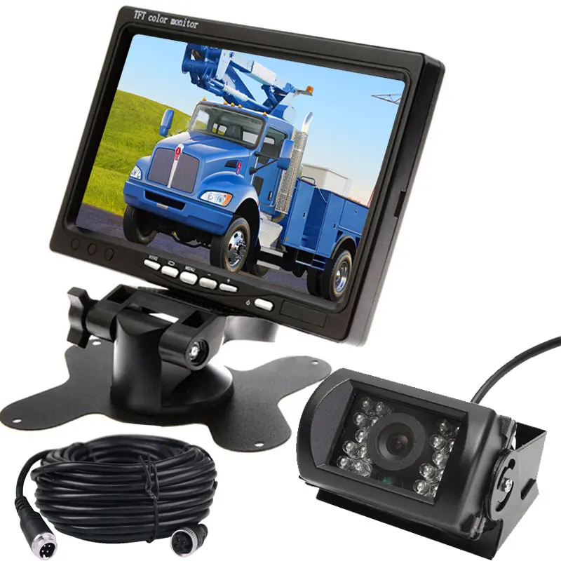

12V-24V 7" TFT LCD Reversing Rear View Monitor + Bus Truck Trailers RV 4Pin IR Night Vision Waterproof Backup Camera
