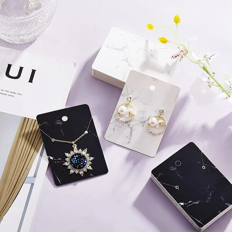 800 Pieces Marble Earring Necklace Display Card Holder Set For Earrings Necklace Jewelry Display,2.8 X 2 Inch, 2 Color