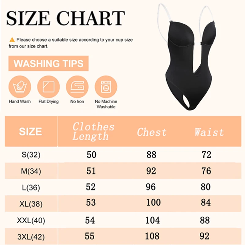 Bodysuit Shapewear Women Deep V-Neck Body Shaper Backless U Plunge Thong Shapers Waist Trainer Women Clear Strap Push Up Corset