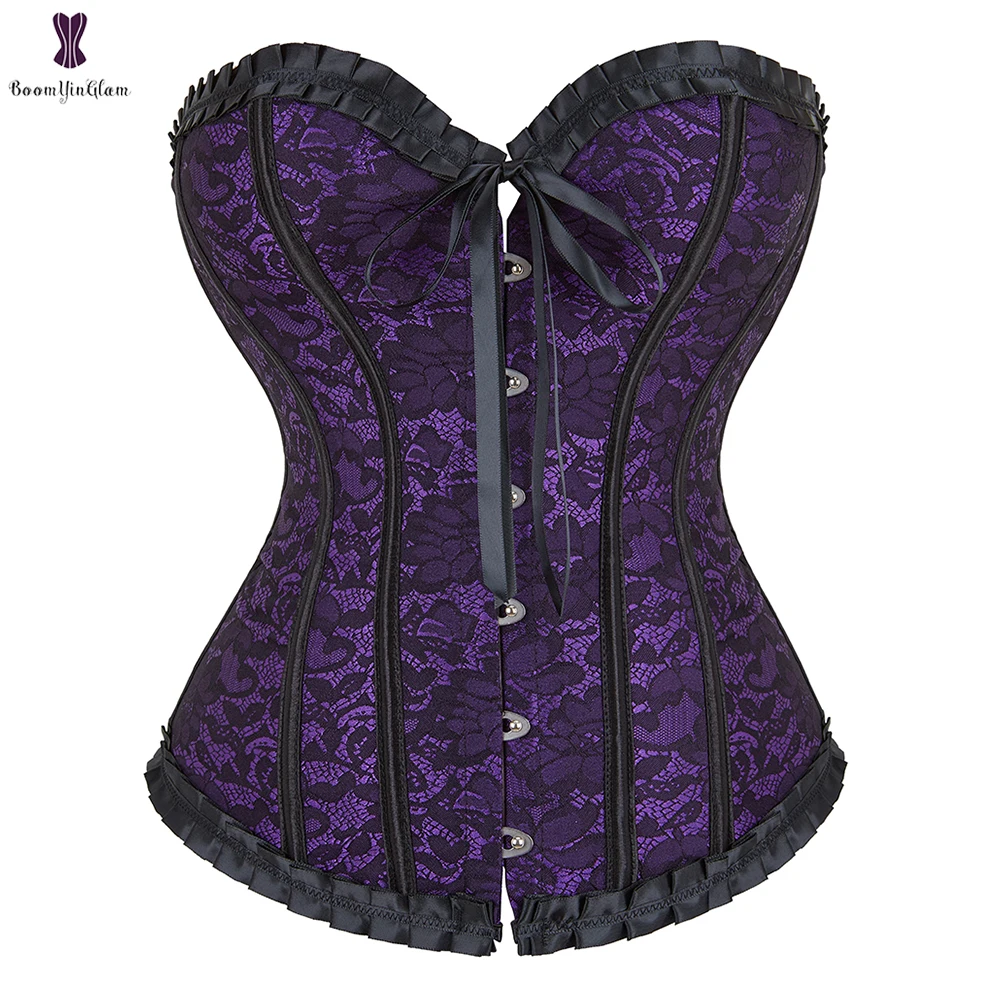 

Кружевной многослойный корсет с застежкой спереди, корсет с пластиковыми косточками, Клубная одежда, бюстье, топ для косплея, женская одежд...