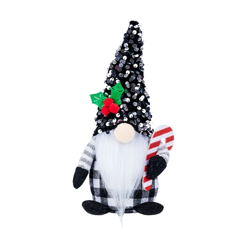 K1MF Рождественский гном блестки шапка из бисера плюшевая борода эльф украшение
