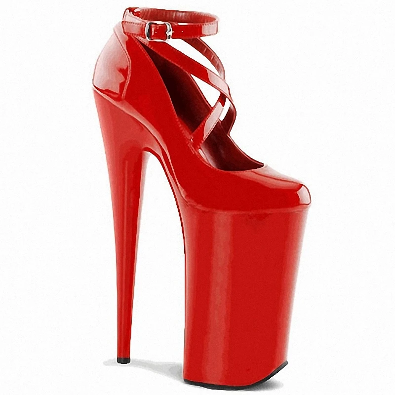 

8 Inch 2022High Heels Platform Buckle Sexy Shoes Stage Show Dress Pole Dance Party 20cm Stripper Red Pumps crossdresser pumps