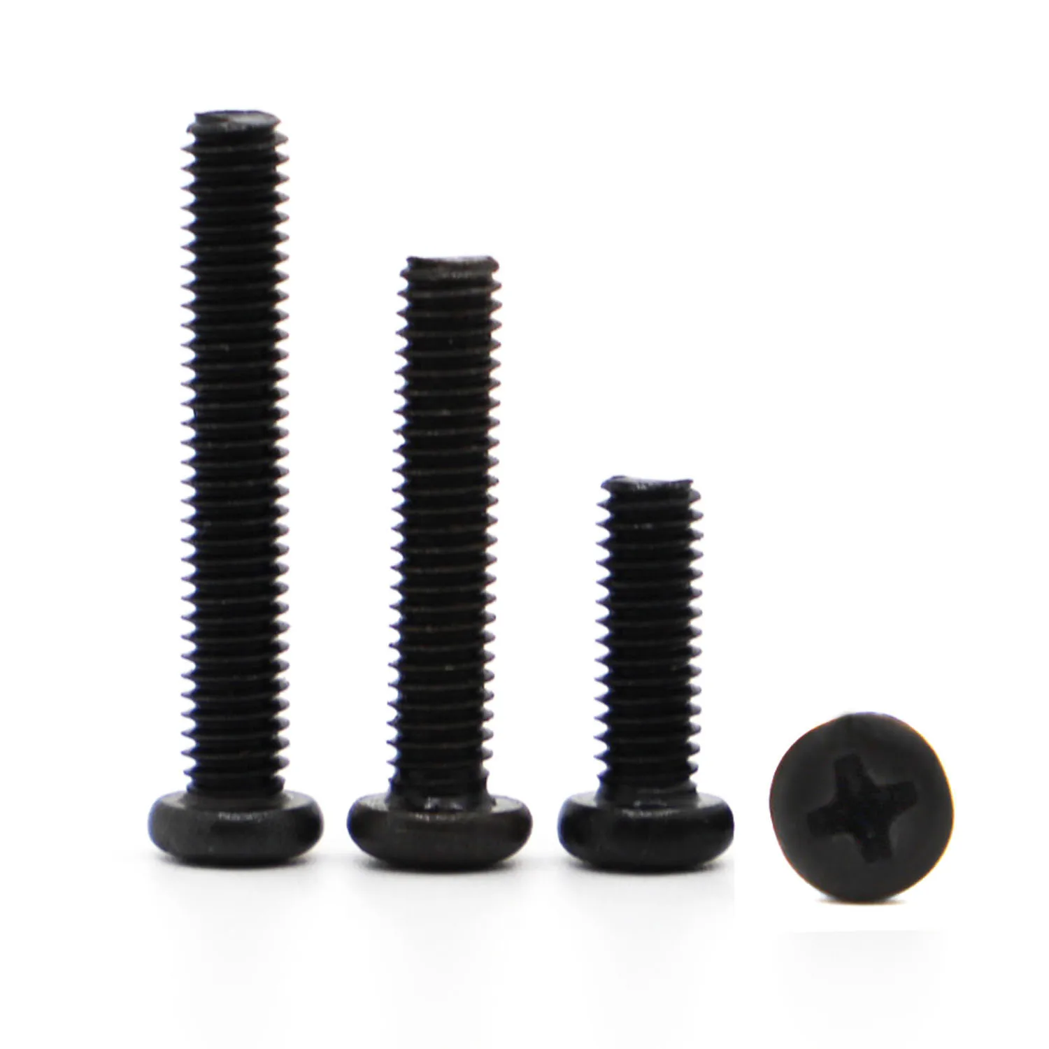 

Black Pan Head Cross Screw M1.2 M1.4 M1.7 M2 M2.5 M3 M4 Electronic Small Size Recessed Round Head Phillips Screws GB818 DIN7985