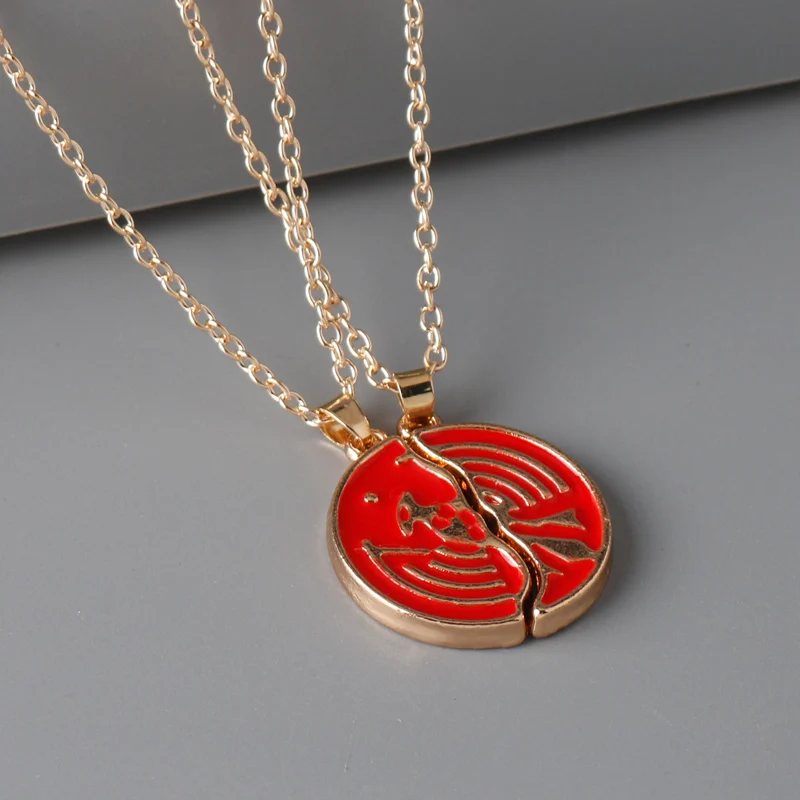 Anime Kamen Rider OOO Necklace 2pcs/Set Ankh's Broken Taka Core Medal Pendant Necklaces Jewelry Party Deco Accessory for Friends