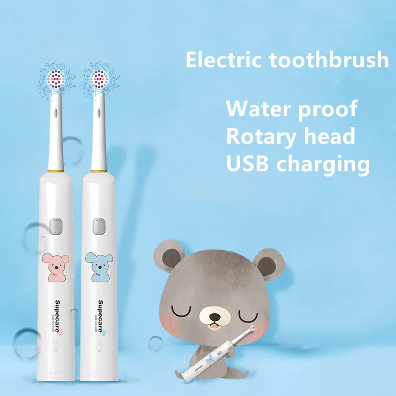 

Kids Electric Toothbrush USB Rechargeable Rotation Type Children Toothbrush Set