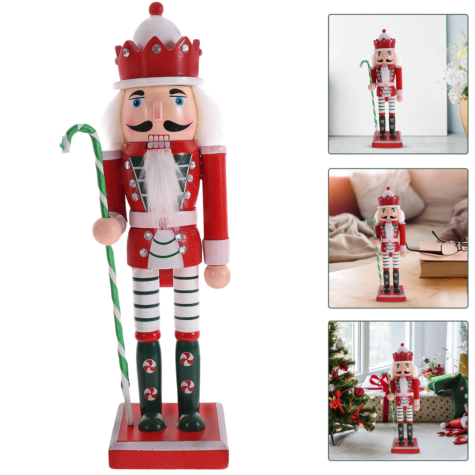 

Nutcracker Soldier Bookshelfs Traditional Wood Figurine Outdoor Ornaments Wooden For Xmas Christmas Figure Bookshelves Manger