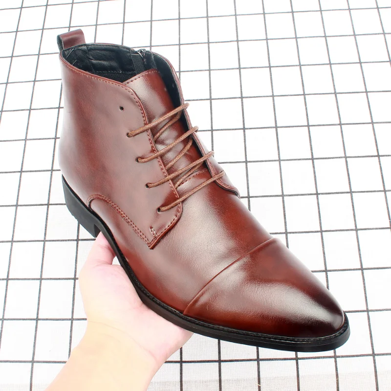 Деловые модные мужские ботинки челси сотни кожаных ботинок европейские и американские официальные кожаные ботинки большого размера D515