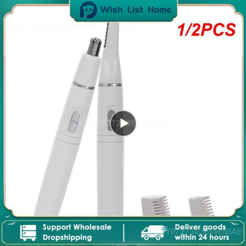 

1/2PCS 2-in-1 Facial Hair Trimmer Nose Ear Hair Shaver Trimmer Eyebrow Scraper Safe Face Care Razor Cleaner for Men Women