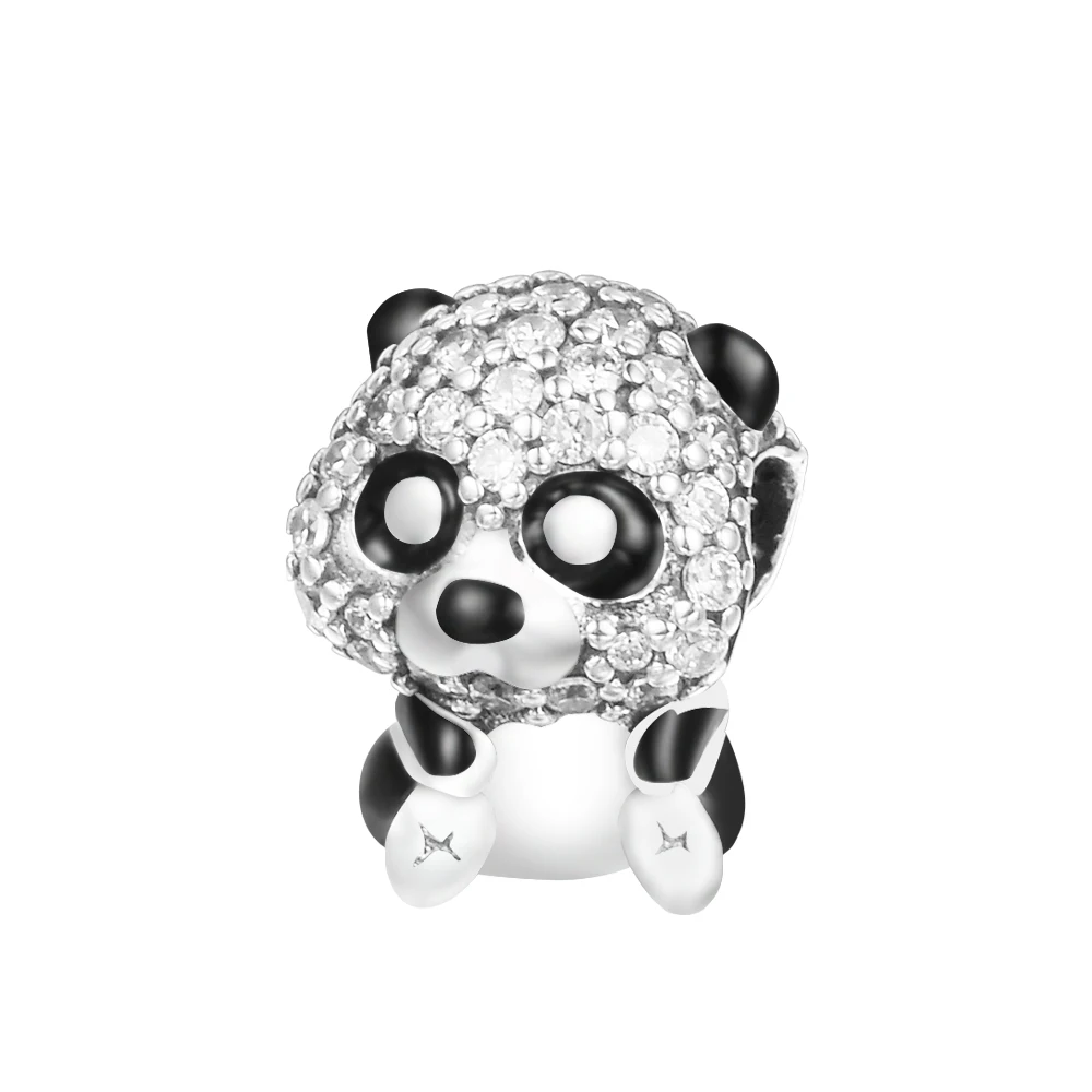 

2022 New Fits Original Europe Bracelets Sparkling Cute Panda Charm 925 Sterling Silver Beads for Jewelry Making Pulseras