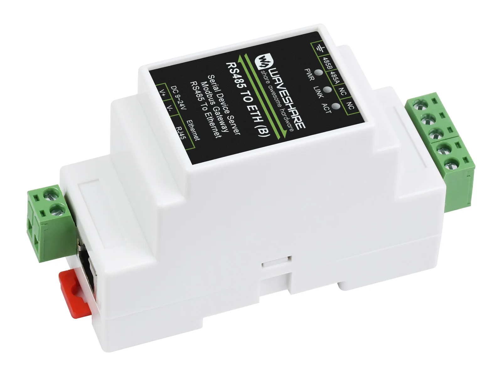 Промышленный последовательный сервер Waveshare Ethernet RS485–RJ45 TCP/IP на порт поддержка