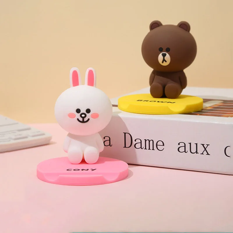 

Kawaii Brown Cony Lazy Bracket PVC three-dimensional Soft Plastic Cartoon Cute Mobile Phone Bracket Desktop Doll Bracket Gift