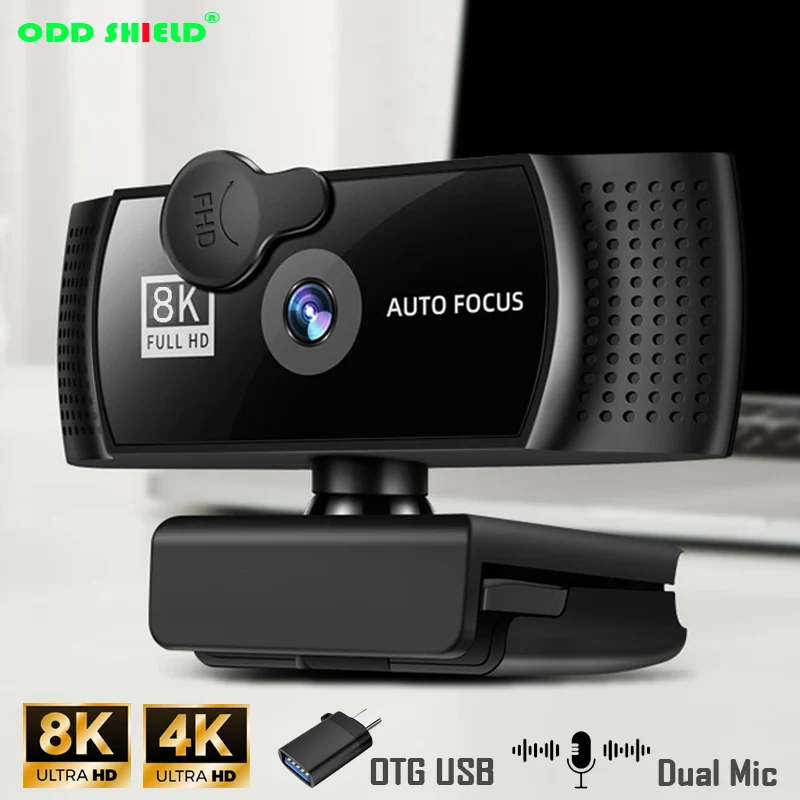 8K HD 4k / 1k Webcam with Microphone for Desktop Laptop Computer Meeting / Live Streaming / OBS Streaming Web Camera USB