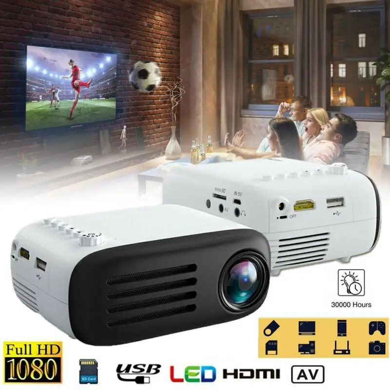 

YG200 LED Protable Projector Focus Lens 1080P 3D Visual 80-inch Screen ForHome Theater Intelligent Dual Proiector Mini Projector