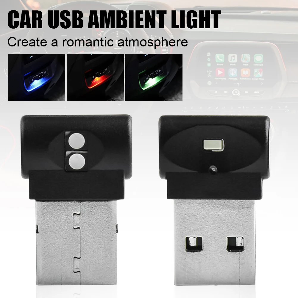 

Mini USB Car Light LED Ambient Light Color Changing Interior Atmosphere Light Decorative Lamp Plug & Play Emergency Night Light