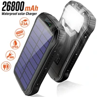 solar power bank 26800mah fast charging with light portable mobile phone charger external battery waterproof solar panel charge