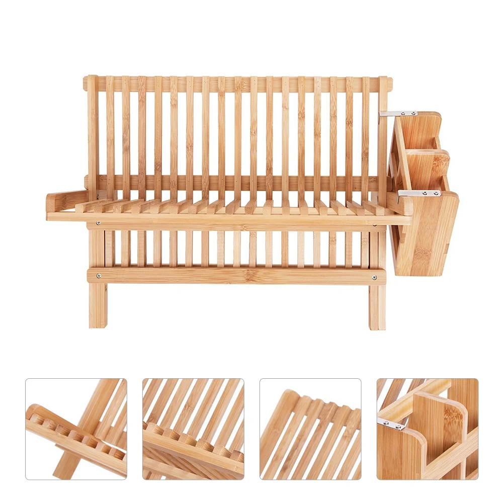 

Water Filter Drain Rack Foldable Clothes Drying Laundry Collapsible Wooden Kitchen Tool Drainer