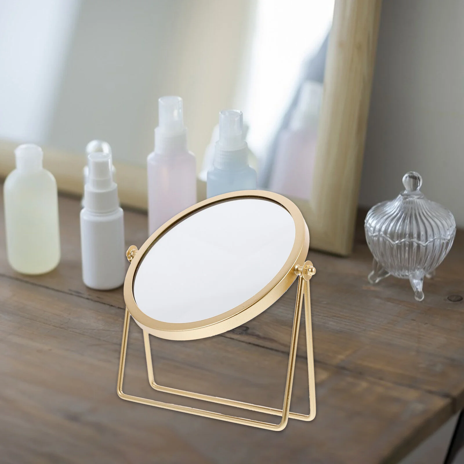 

Настольное вращающееся зеркало для туалетного столика, для спальни, для макияжа, вертикальный комод, для дома, круглый