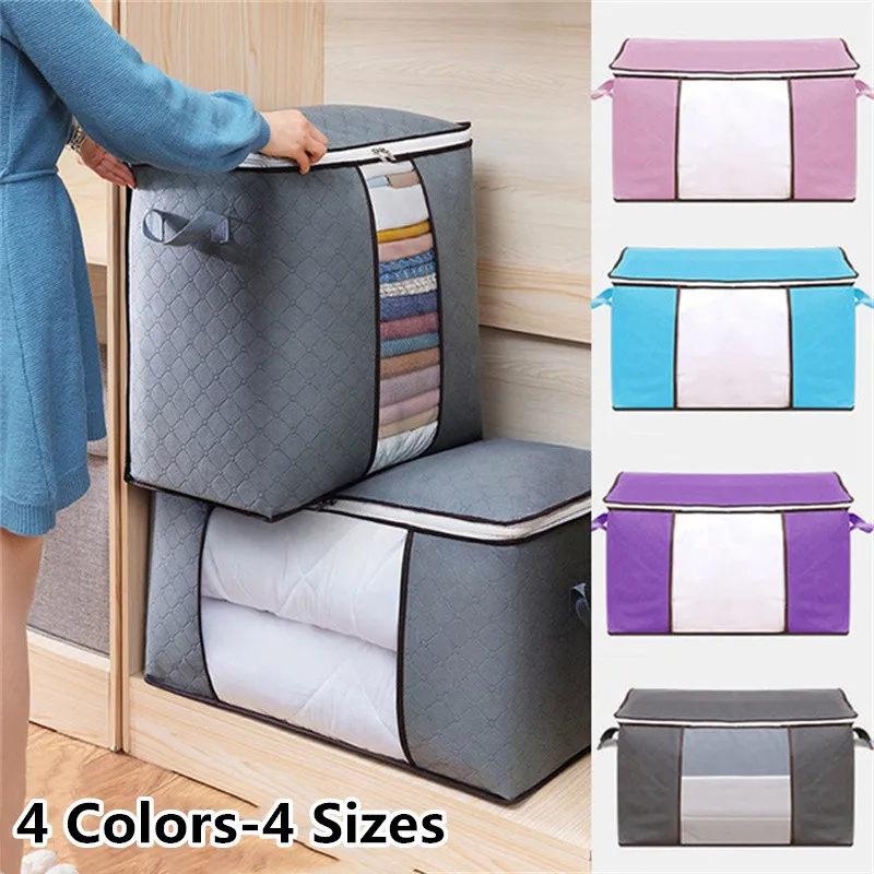 

4 Size Foldable Compact Clothing Quilt Storage Bag Clothes Sweater Blanket Storage Organizer Closet Organizer Bag Box Container