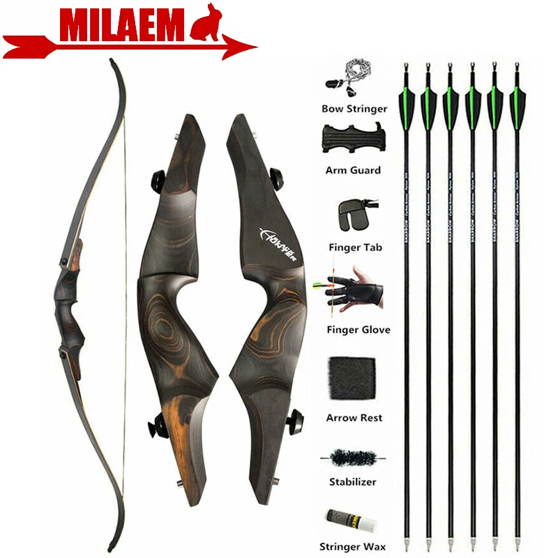 

1Set 60inch Archery Recurve Bow And Arrow Set 15inch Wooden Riser 20-60lbs American Hunting Bow Shooting Accessories