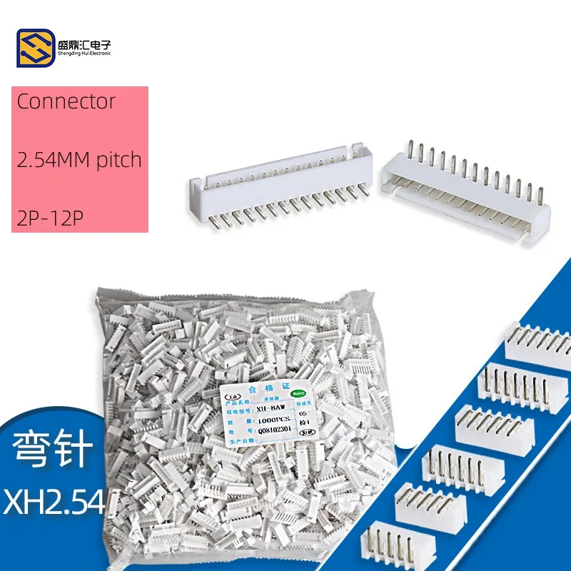 

10PCS XH2.54 curved pin socket spacing 2.54mm Connector 2P3P4P5P6P7P8P9P10P-14P connection