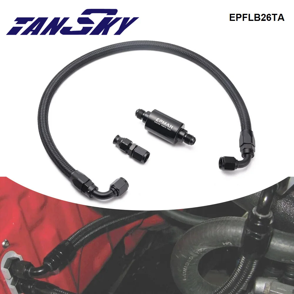 TANSKY Hard Line Adapter+Inline Filter+AN6 Fuel Line Fittings For Honda Civic Integra B/D Series Tucked EG EK DC2 CRX EPFLB26TA