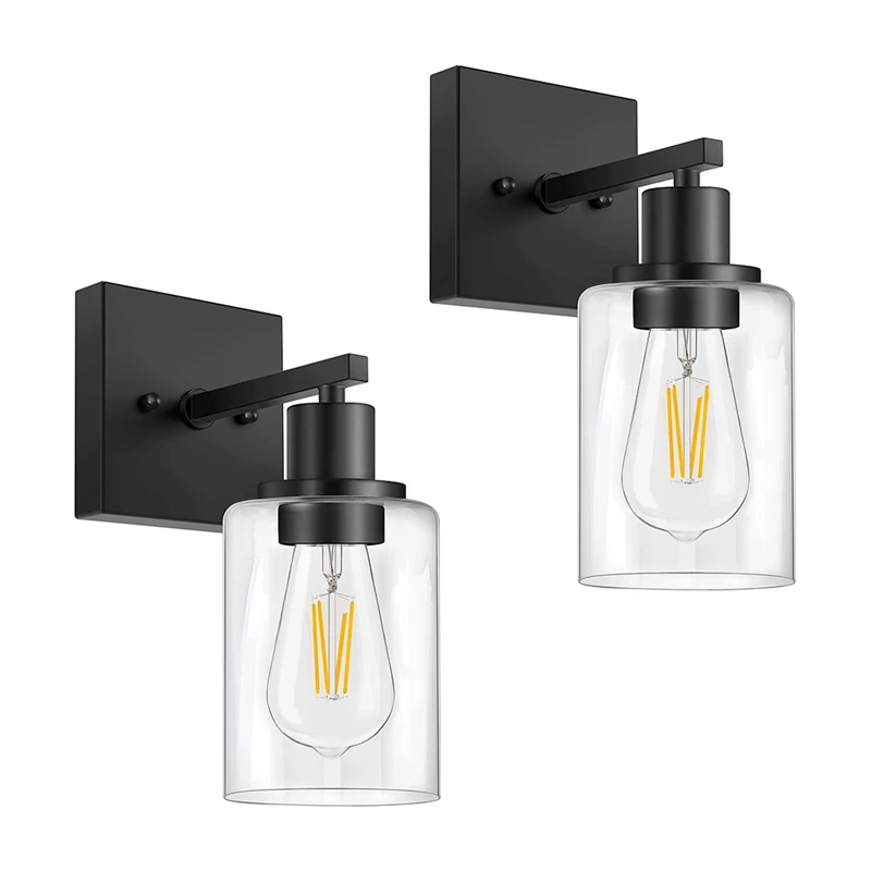 

Wall Sconces Set of Two, Matte Black Vanity Lights for Bathroom, Modern Wall Light Fixtures (Without Bulbs)