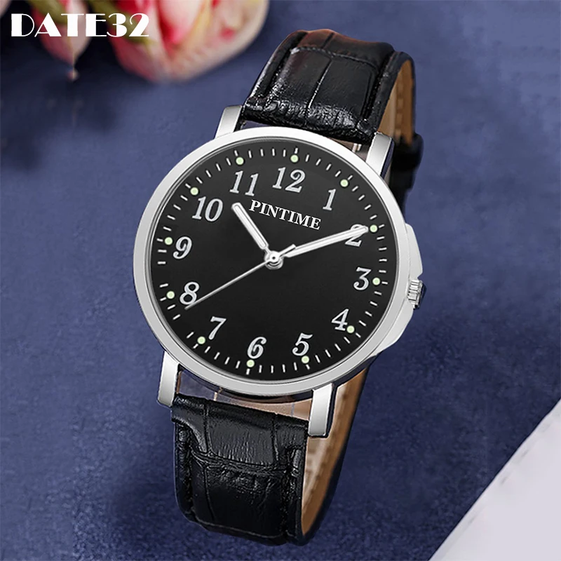 

Elegant Men Watch Casual Simple Black Big Arabic Numbers Dial Reloj Mens Quartz Wristwatch Watches Minimalist Business Man Clock