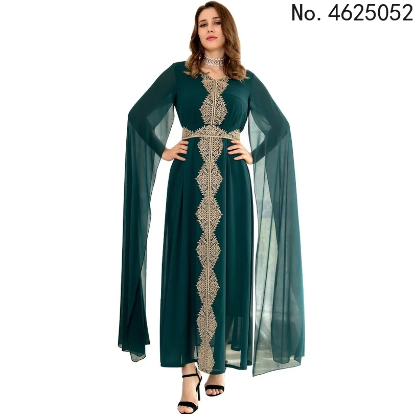 Новинка модная накидка с рукавами Рамадан кружевное шифоновое длинное платье