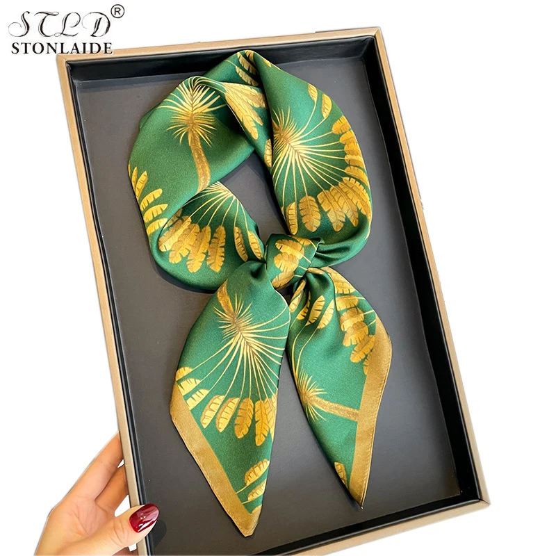 

Женский шарф из шелка, с принтом в пасторальном стиле