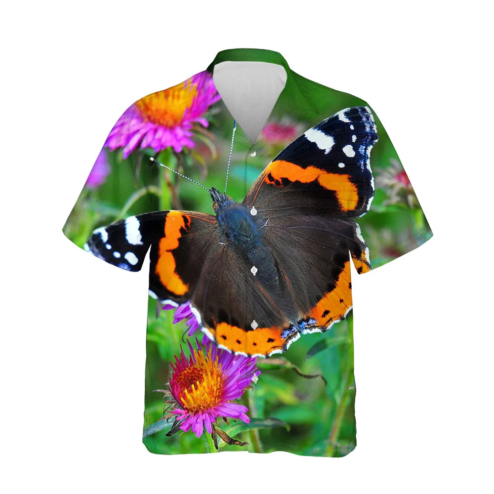 Jumeast New 3D Summer Men Shirt Fashion Butterfly Series Mens Hawaiian Shirt Short Sleeve Streetwear Casual Breathable Blouses