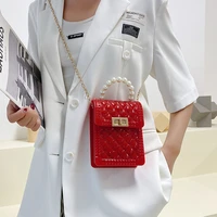 small fashion shoulder handbags for womens pvc mini pearl jelly handbag ladies chain crossbody bag phone purses and handbags