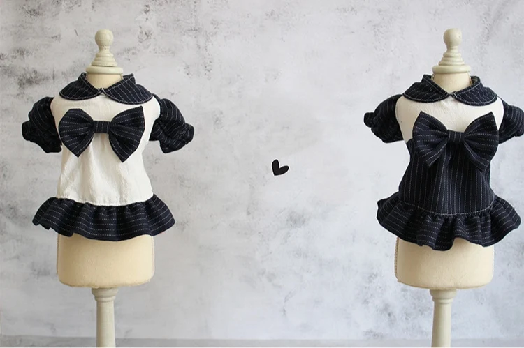

INS Pet Spring And Autumn Dress Dog Korean Cute Spring And Autumn Dress Coat Bow Knot Baby Collar Cat Dress