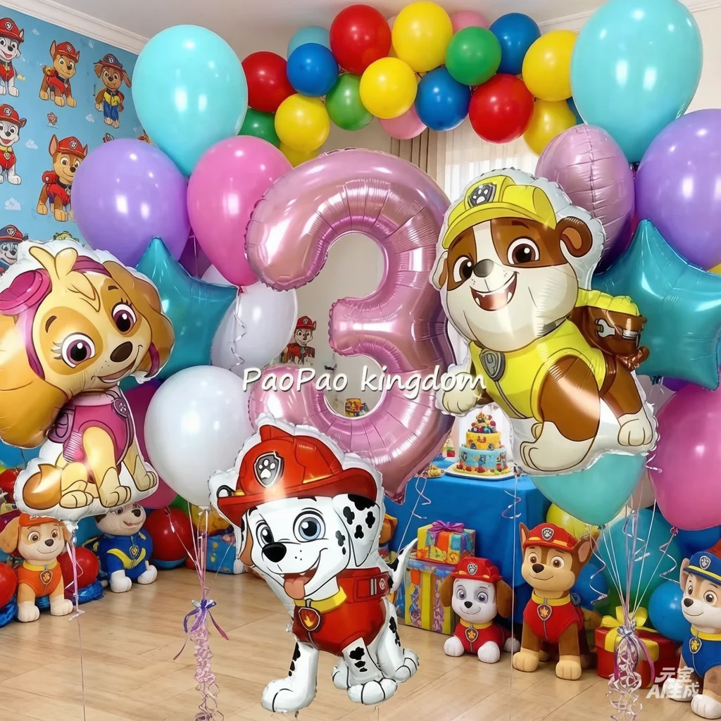 Фото Набор фольгированных шаров PAW Patrol: Щенячий патруль, для украшения детского дня рождения, Чейз, Маршалл, Скай №1
