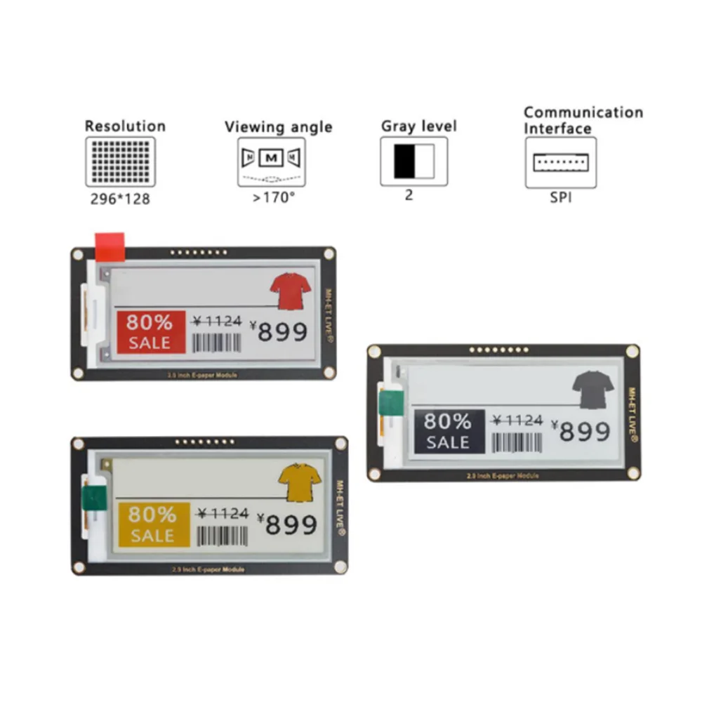 

2.9 Inch Epaper Module E-Paper E-Ink EInk Display Screen SPI Support For Arduino UNO STM32 Raspberry PI ESP32