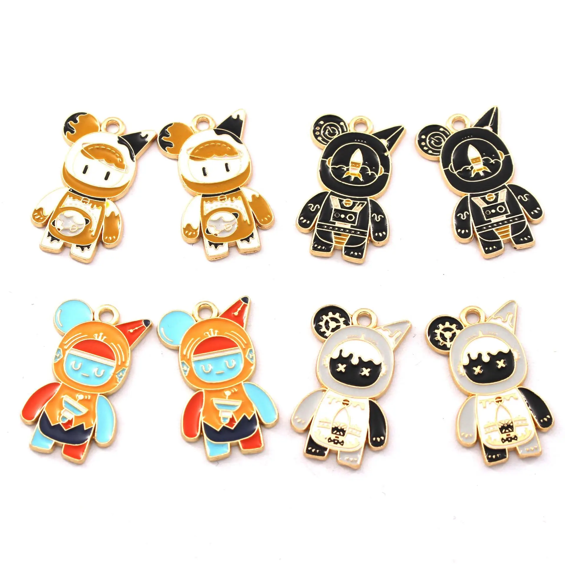 

DIY Space Machinery Bear Alloy Oil Drip Pendant Keychain Red Rope Pendant Jewelry Accessories