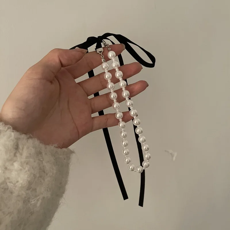 2022 корейское нежное модное черное ожерелье с бантом и цепочкой для женщин