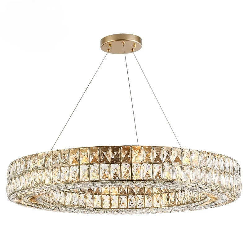 

Art Led Chandelier Pendant Lamp Light Room Decor New K9 Luxury Crystal Circle Living Dining Interior Decoration E14 Bulb Free