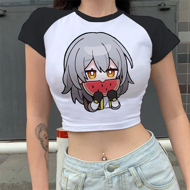 Футболка женская с круглым вырезом и коротким рукавом тенниска из аниме Game Honkai Star