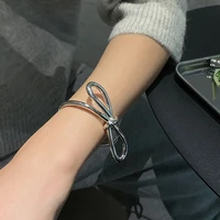 new arrival 30 silver plated fashion hyperbole bowknot design ladies bangle original jewelry for women birthday gift