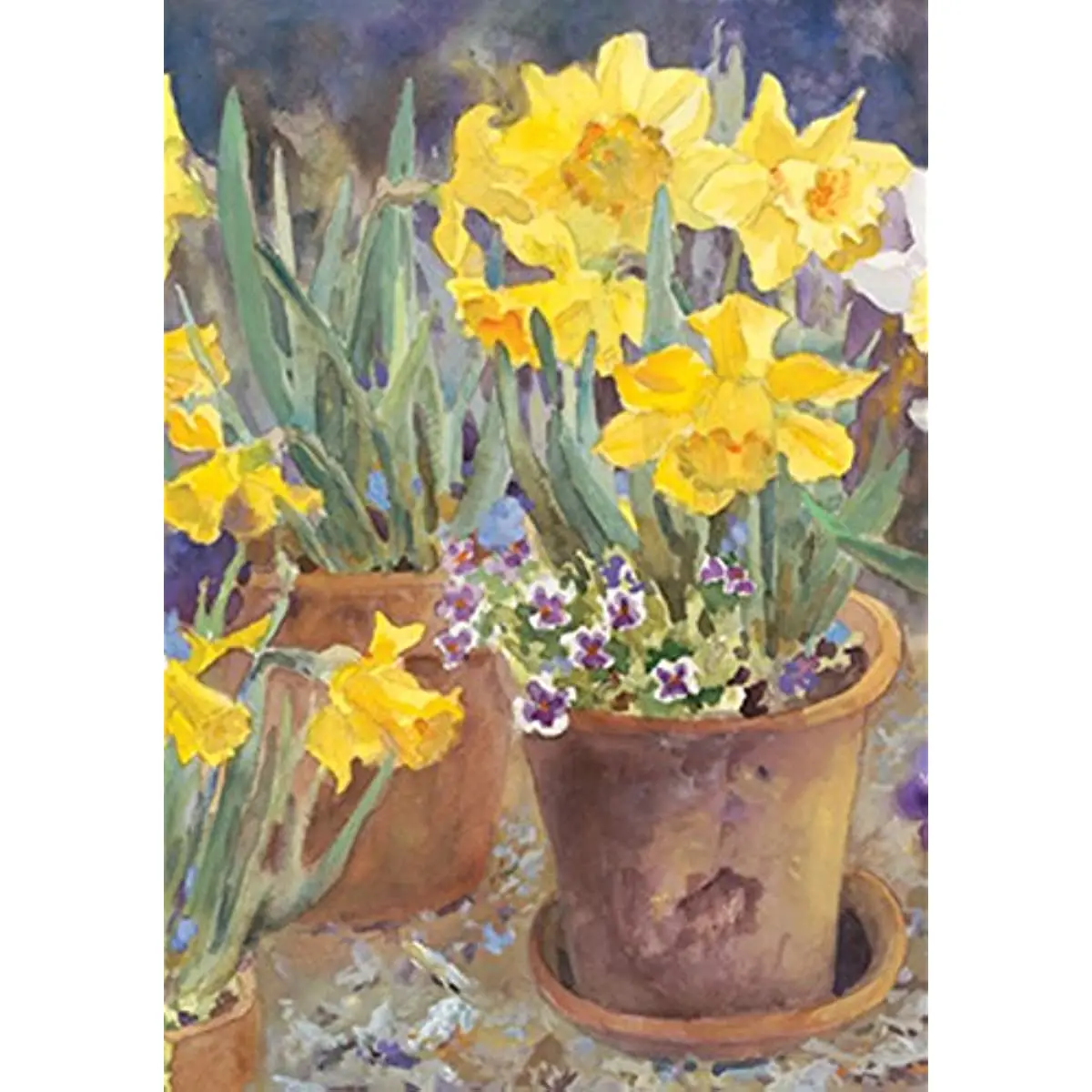 Watercolor Home Garden Potted Daffodils Spring Garden Flag 12x18 Inch Double Sided for Outdoor Summer House Yard Decoration