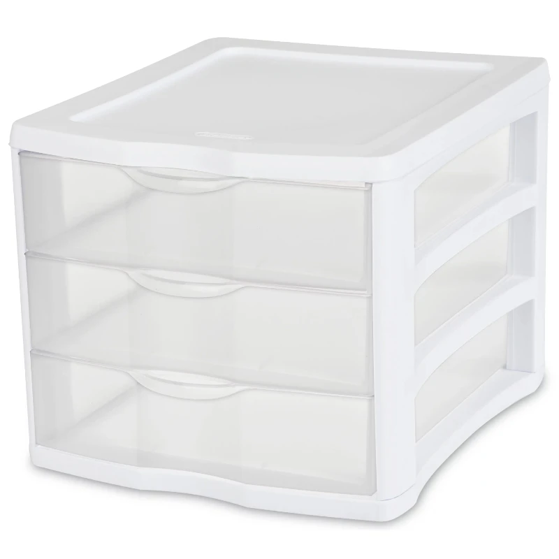 

3 Drawer Unit Plastic, White, Set of 4