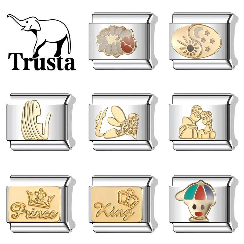 Trusta 2024 модные шармы для девочек и мальчиков King Prince итальянские звенья 9 мм браслет