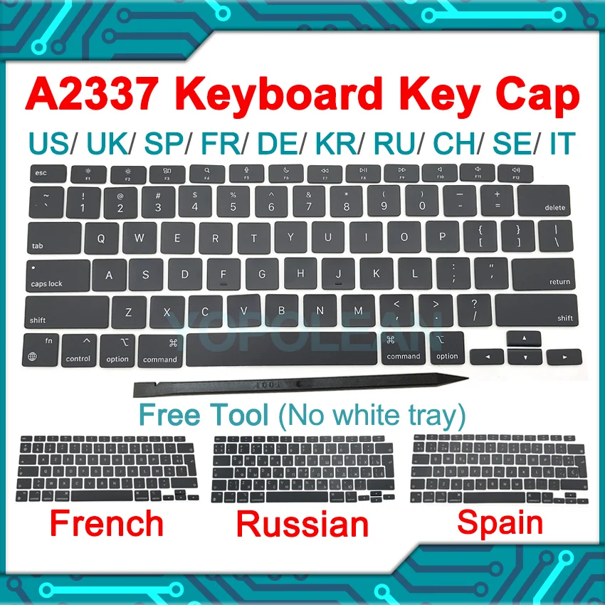 

Новинка Клавиатура для ноутбука A2337 клавиши для Macbook Air 13 "M1 A2337 США Великобритания ES FR DE PT RU раскладка EMC 3598 2020 год