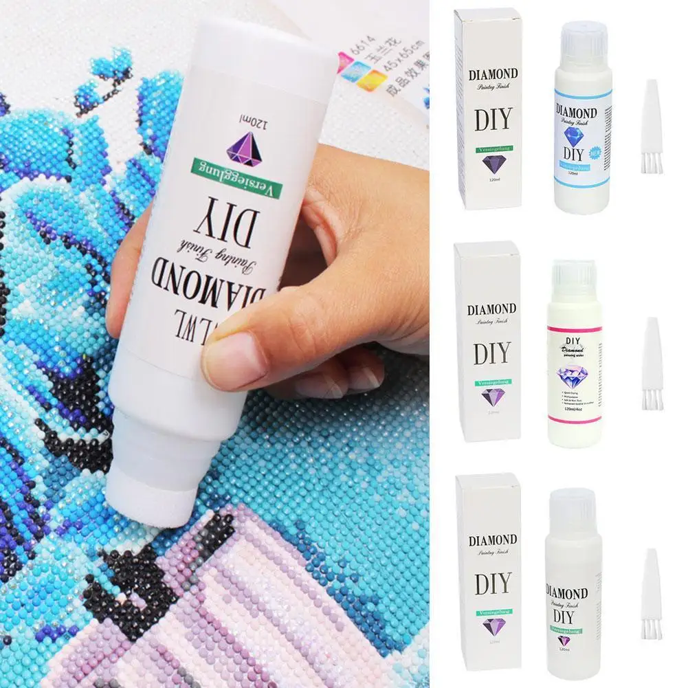 

Sealer 120ml with Mini Brush for Diamond Painting Puzzles DIY Craft 5D Glue Permanent Hold